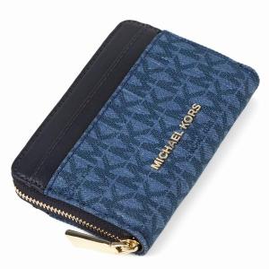 マイケルコース MICHAEL KORS  32S9LF6Z0C 465 DENIM MULTI MKロゴ カラーブロック シグネチャー柄 ジップアップ コイン カード ケース｜worlddrive