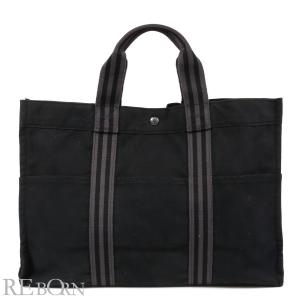 エルメス バッグ トートバッグ フールトゥトートGM 黒×グレー キャンバス