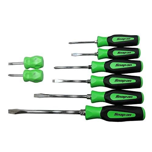 スナップオン Snap-on ドライバー 8本セット ソフトグリップハンドル グリーン プラス/マイ...