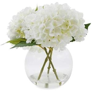 Laura Ashley [ローラアシュレイ] ガラスドームの花瓶 エレガントなホワイト・ハイドランジア 紫陽花｜worldfigure