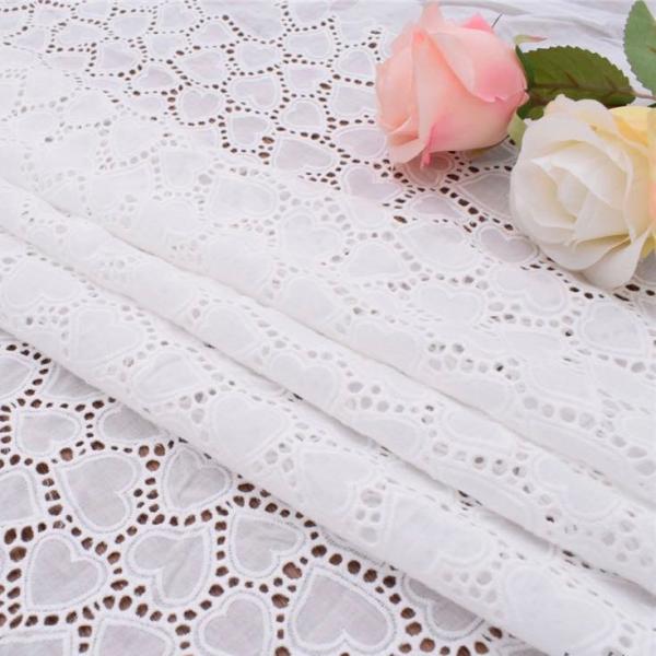 綿レース生地 マスク用生地 A005 綿100% カット ハート柄 ローンレース生地 刺繍 マスク素...