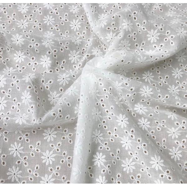 綿レース生地 マスク用生地 綿100% A024 カット 花柄 刺繍 コットンレース ワークレース ...