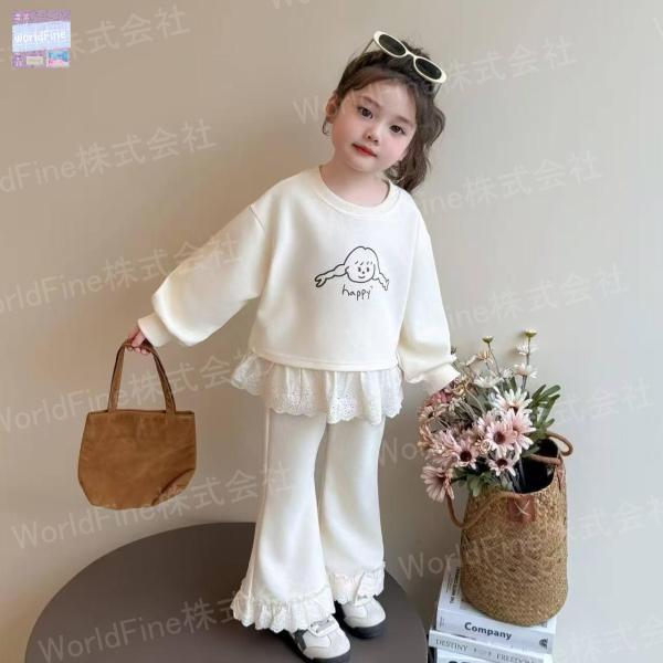 上下セット セットアップ 秋服 レース スポーツ キッズ ジュニア スウェット 長袖 パンツ セット...