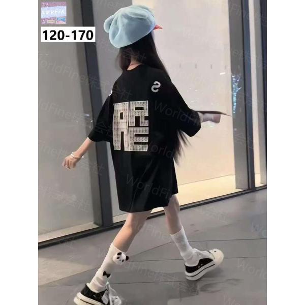 子供服 Tシャツ キッズ 子供 女の子 ガールズ 夏 半袖 ロング オーバーサイズ ゆったり 大きめ...