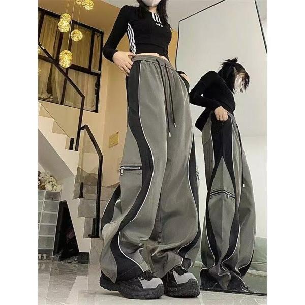 ワイドパンツ レディース 春 秋 大きいサイズ サイドライン シンプル ウエストゴム イージーパンツ...