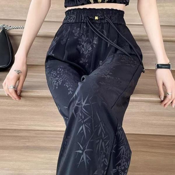 長パンツ レディース 薄手 涼しい 春 夏  総柄パンツ 中華風 大きいサイズ ロング レディース ...