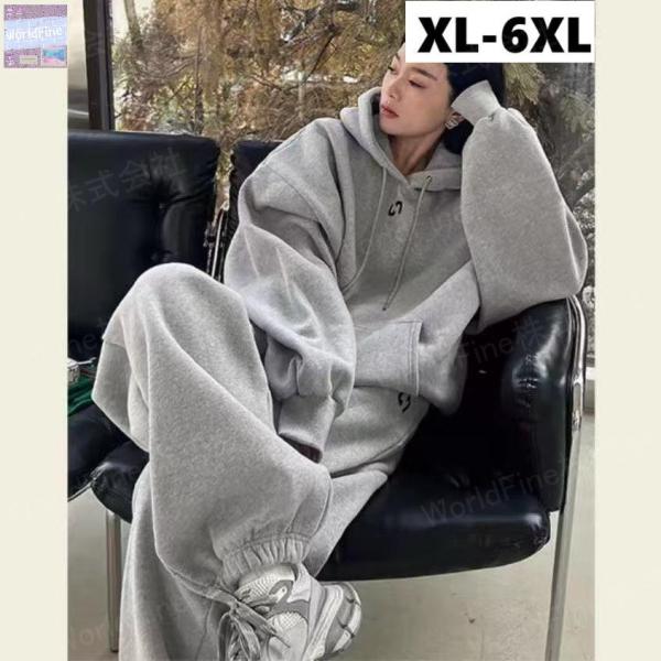 レディース セットアップ 上下セット スウェット 春 秋 長袖 スポーツウエア ダボダボ フード付き...