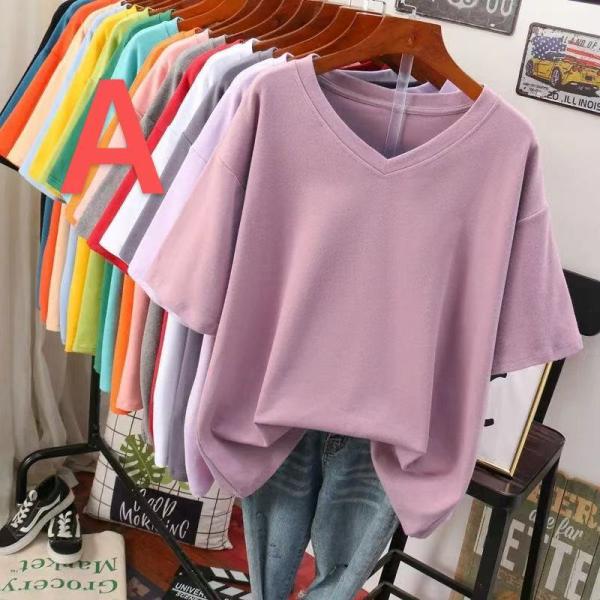 半袖tシャツ レディース トップス 半袖 tシャツ 無地 大きいサイズ カットソー 薄手 Vネック ...