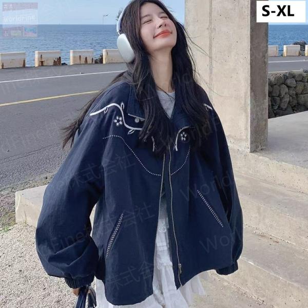 ジャケット レディース ブルゾン 花柄 刺しゅう フラワー ジップアップ アウター 長袖 カジュアル...