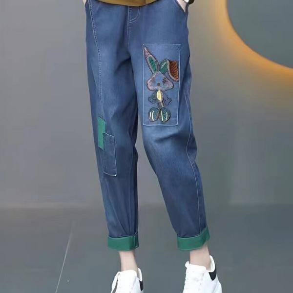 ジーンズ デニム クロップドパンツ デニム 夏 刺〓 パンツ ダメージ加工  ボトムス レディース ...