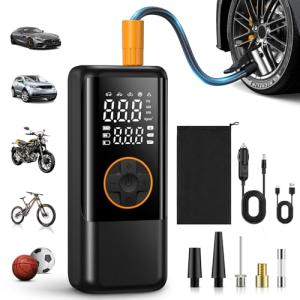 電動空気入れ 自転車 バイク LCD液晶大画面 10秒で充填 2025新型 タイヤ 空気入れ 電動 エアーポンプ 小型 コードレス 自動停止