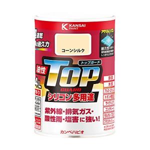 カンペハピオ ペンキ 塗料 油性 つやあり シリコン樹脂 多用途 超速乾 さび止め剤入り トップガード コーンシルク 0.4L 油性塗料 日
