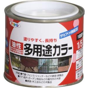 アサヒペン 塗料 ペンキ 油性多用途カラー 1/5L 白 油性 多用途 ツヤあり 1回塗り サビドメ剤配合 紫外線吸収剤配合 紫外線劣化防止