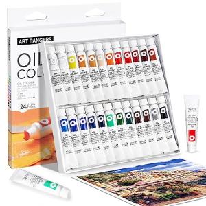 LIGHTWISH 油絵の具 学習油絵セット 24色 x 12ml キャンバス絵画用の豊富な顔料油ベースの絵の具、初心者、学生、大人向けの非