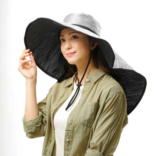 【ニーズ サンファミリー】アルミで遮熱ひも付きジャンボつば広帽子【日除け 日よけ 日差しカット 園芸...