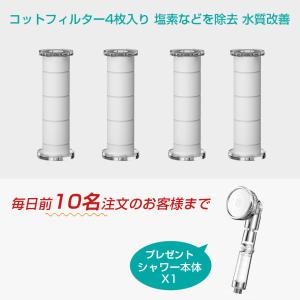 シャワーヘッド 80%節水 塩素除去 360°回転 節水シャワー用交換用フィルタ フィルタのみ 4個入り プレゼント特典(HS-GLW-W)