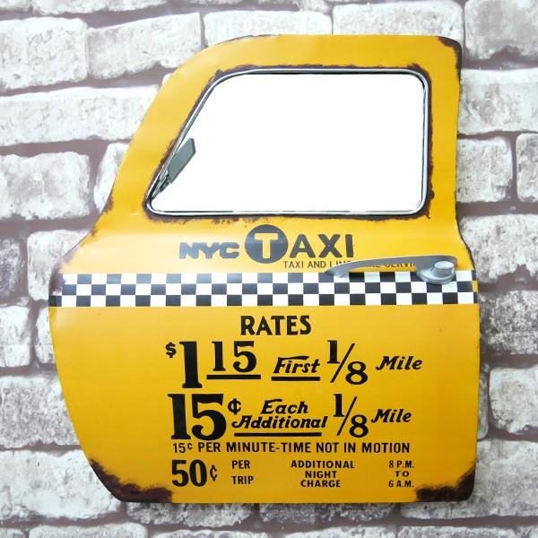 アメリカンレトロ ドア型プレート ブリキ アメリカ雑貨 壁掛け TAXI 鏡付き 09 タクシー