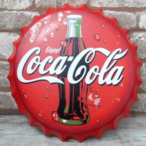 王冠 ブリキ看板 蓋 コカコーラ Coca Cola 瓶 ウォールサイン アメリカン雑貨 ヴィンテージ アメリカンレトロ 雑貨 35cm BZ-71