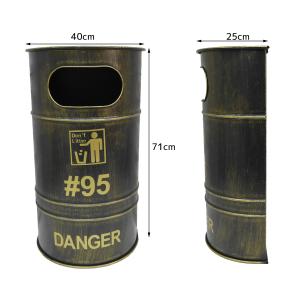 アメリカンレトロ ドラム缶型 半円 ゴミ箱 ダ...の詳細画像4