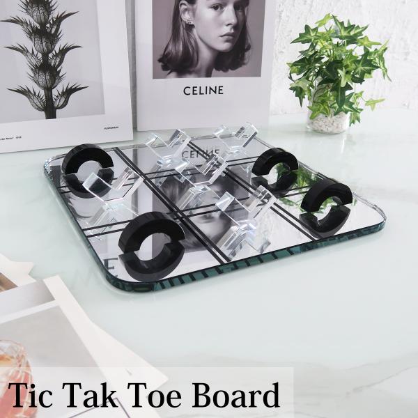 インテリア 北欧 クリスタル オブジェ ガラス 三目並べ 〇×ゲーム 対戦ゲーム アナログゲーム チ...