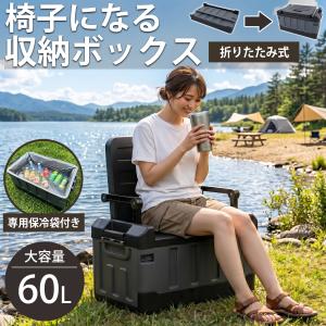 収納ボックス 折りたたみ アウトドア ふた付き 大容量 60L 保冷バッグ クーラーボックス コンテナチェア アウトドアチェア キャンプ TB-59