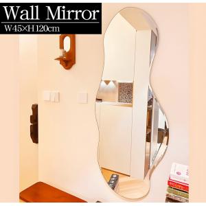 スタンドミラー 北欧 姿見 2Way ウォールミラー 全身鏡 韓国 ウェーブ