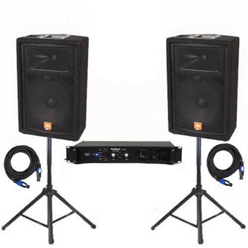JBL Passive 12” JRX112M DJ スピーカー， Amp， スタンド and 25...