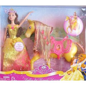 Disney(ディズニー) Sparkling プリンセス BELLE 人形 & Royal 馬 プレイセット w ”Gem” Hair Accessor｜worldselect