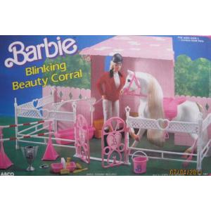 Barbie(バービー) BLINKING BEAUTY CORRAL Playset ”HORSE STABLE” / Diorama (1987 Arco Toys， Matte｜worldselect