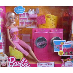 Barbie(バービー) SPIN to CLEAN LAUNDRY ROOM Playset / バービー人形， Spinning Washer & Dryer， & M｜worldselect