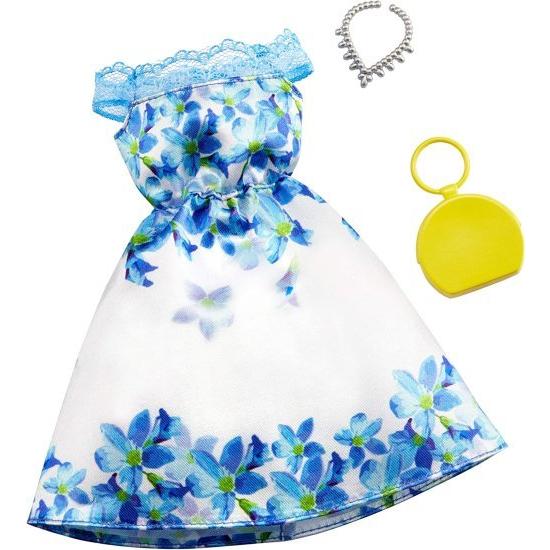 Barbie バービーの服：白と青の花のドレス、2つのアクセサリー人形、3-7歳のギフト、マルチカラ...