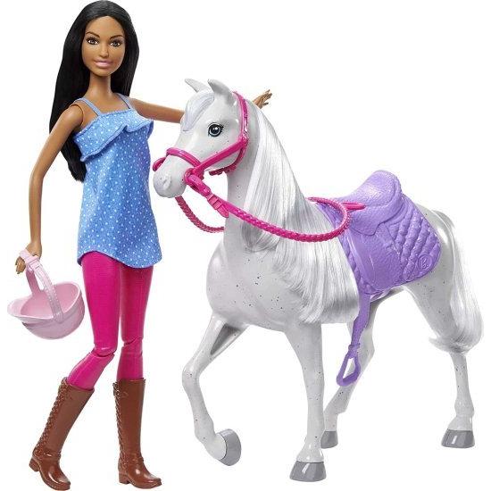 Barbie バービー人形と馬のプレイセット人形（ブルネットで11.5）、サドル、ブライドル、手綱、...