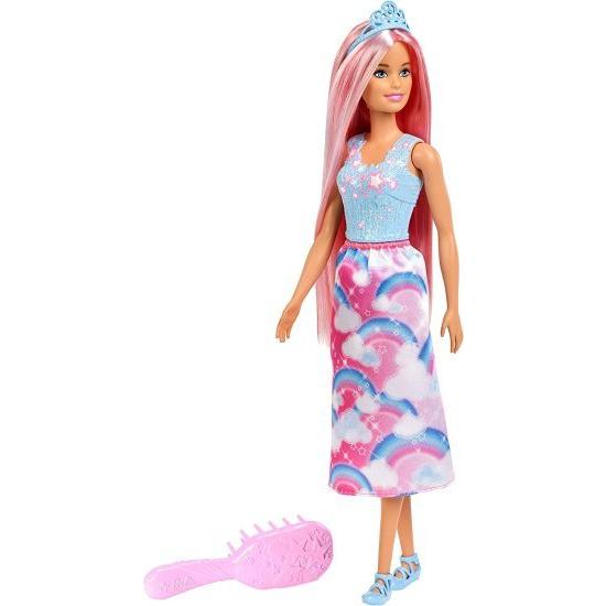 Barbie バービードリームトピア、非常に長いピンクの髪のレインボープリンセスドール、3-7歳のヘ...