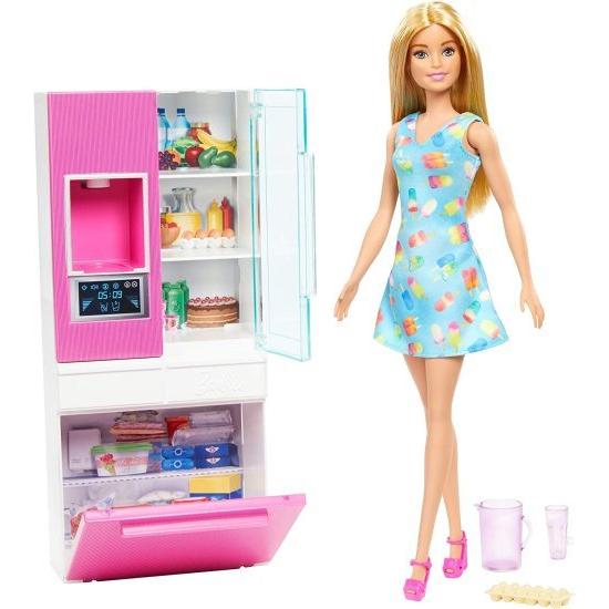 Barbie バービー人形、11.5インチブロンド、家具セット、作業用水ディスペンサーと3つのキッチ...