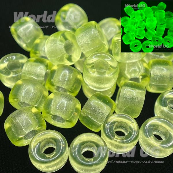 ウランガラス ドーナツビーズ イエロー 9mm×6mm 3粒