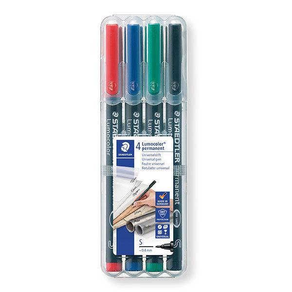 ステッドラー ルモカラーペン 油性 超極細書き S 線幅 0.4mm 4色セット 313WP4