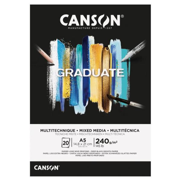 キャンソン グラジュエイト ミックスメディア ブラックペーパー スケッチブック A5 C31250P...