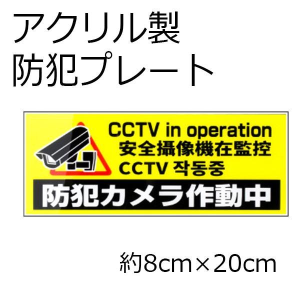 4か国語表示防犯プレート(20cm×8cm) DTK-PL02 横型