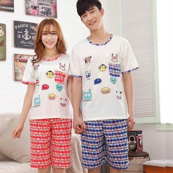 ペアパジャマ ペアルック 部屋着 ルームウェア 夏 上下セット パジャマ メンズ レディース 寝巻き...
