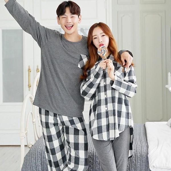 パジャマ カップル 上下セット 秋冬 長袖 綿 ペアルック カップル ルームウエア 寝巻き パジャマ...
