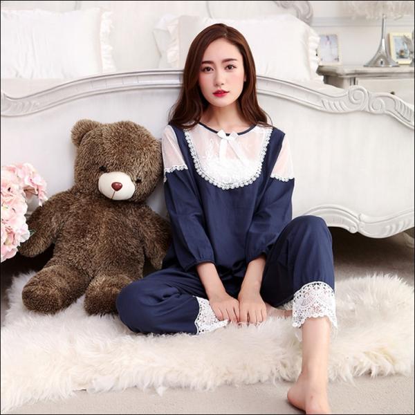 パジャマ レディース 長袖 ルームウェア 上下セット 春 秋 薄手 ルームウエア レディース レース...