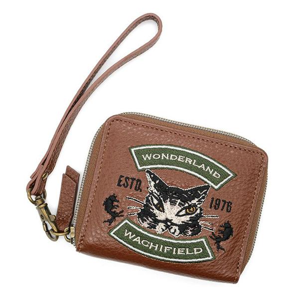 Fcレザー刺繍ミニパース　茶  わちふぃーるどダヤン