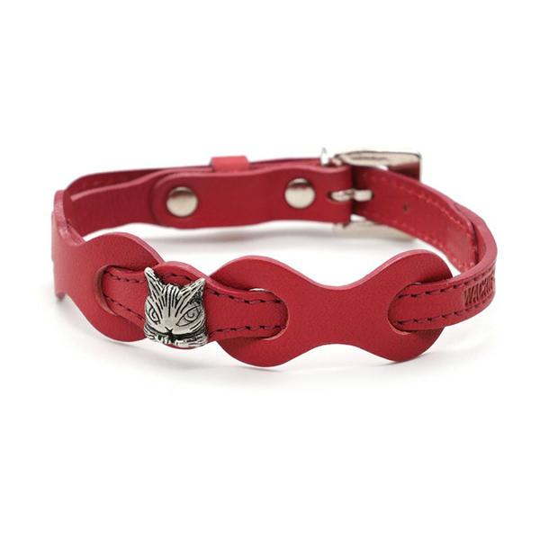 レザーリング猫首輪　赤　わちふぃーるどダヤン
