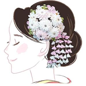 [京都うさぎ堂] 髪飾り 振袖 成人式 wk-126 つまみ細工 簪 白 ピンク｜wpiastore