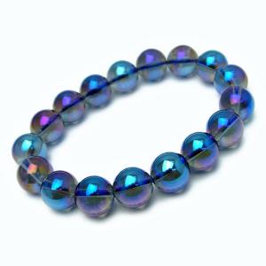 【hinryo】4mm〜14mm AA ブルーアクアオーラ ブルーオーラ 水晶 水晶 ブレスレット ポーチ付き 天然石 パワーストーン (6mm 内径｜wpiastore