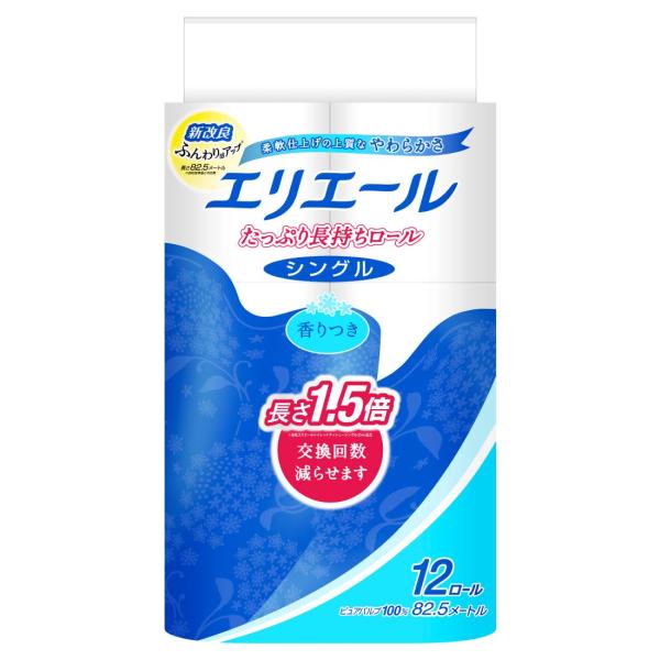 エリエール トイレットペーパー 1.5倍巻き 82.5m×12ロール シングル パルプ100% リラ...