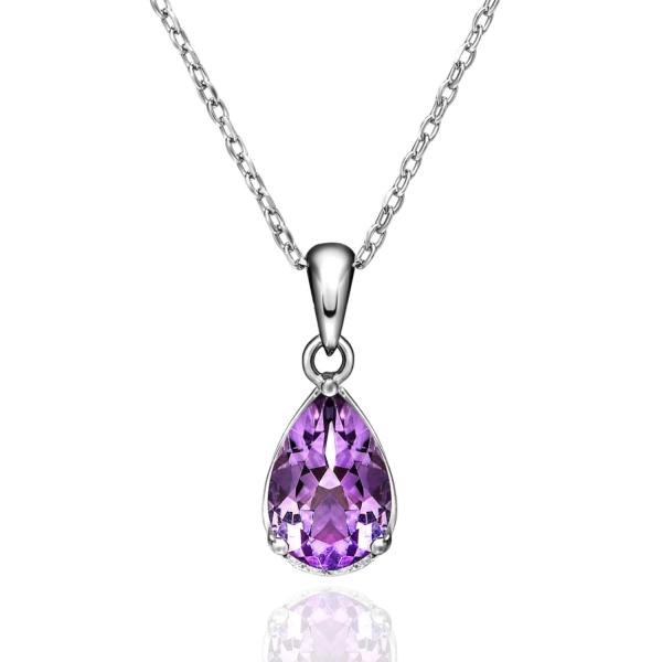 Cute jewelry　Mei Leaf 天然 アメジスト ネックレス 天然石 紫水晶 しずく型 ...