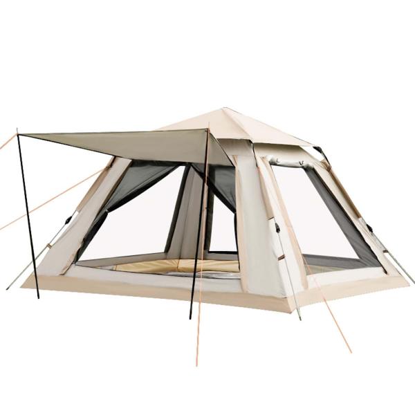 ワンタッチテント、4〜6人用、簡易テント、簡単で素早い組み立て方法、紫外線防止、フロントホール付き、...