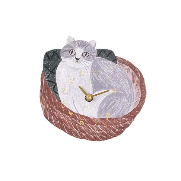 松尾ミユキダイカットクロック 壁掛け時計 (Cat in the basket)