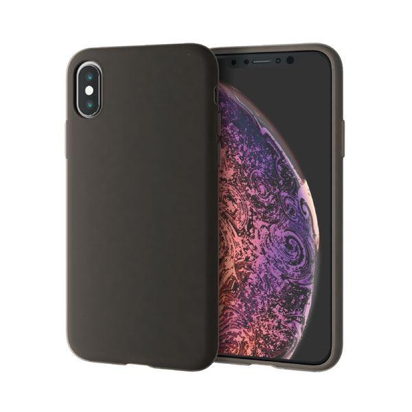 （まとめ）エレコム iPhone XS/シリコンケース/ブラック PM-A18BSCBK〔×5セット...